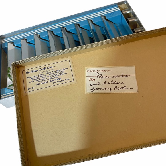 Vintage Mirrored Place Cards 1950's Set of 8 - Picture 4 of 5